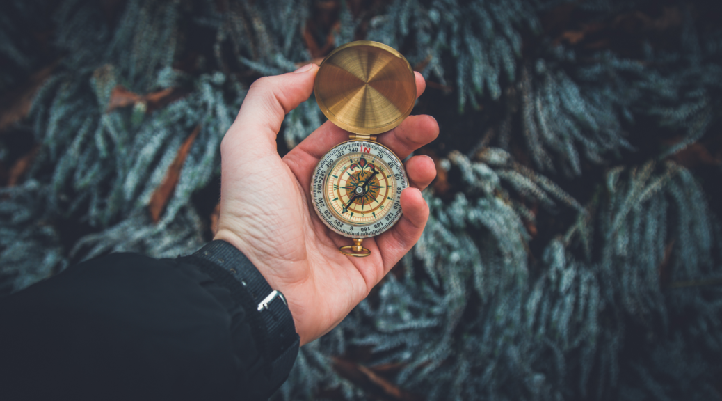 Person holding compass