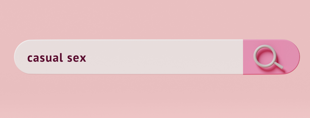 Search bar with "casual sex" typed in