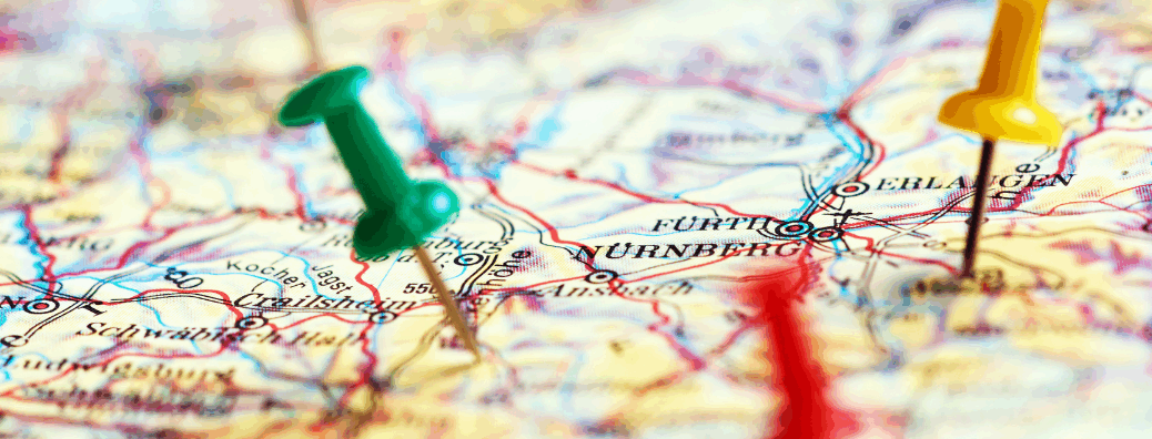 Pins on a map
